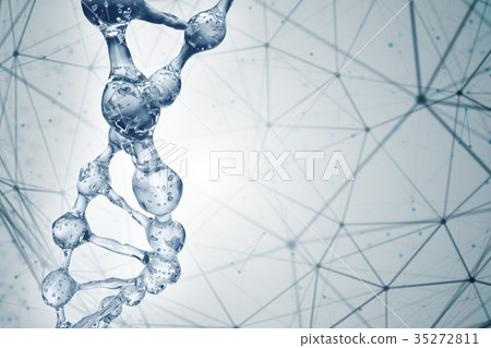 3d illustration of DNA molecule model from water. 3d illustration of DNA molecule model from water. 35272811