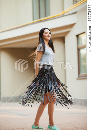 cute girl walking around city 35273485