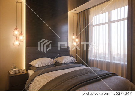 3d illustration of a bedroom interior design in a 3d illustration of a bedroom interior design in a 35274347