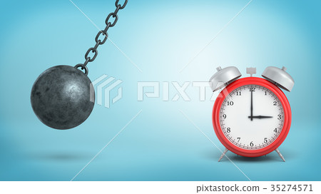 3d rendering of a large red alarm clock stands 35274571
