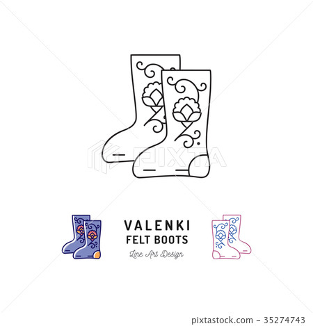 Valenki icon Felt boots sign, Traditional Russian 35274743