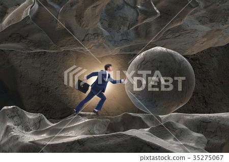 Businessman in high interest debt business concept Businessman in high interest debt business concept 35275067