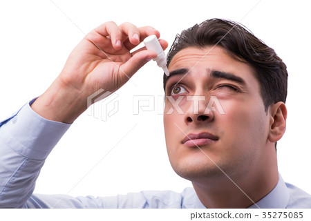 Young man in eye care medical concept 35275085