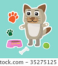 Cute dog cartoon sticker set on blue background 35275125