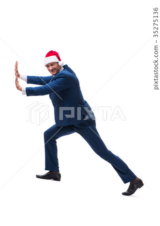 Young busnessman wearing santa hat in christmas 35275136