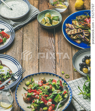 Healthy vegetarian dinner table setting, copy Healthy vegetarian dinner table setting, copy 35275787