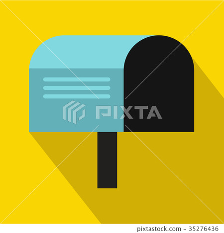 Blue mailbox icon, flat style Blue mailbox icon, flat style 35276436