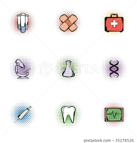 Medicine icons set, pop-art style 35276526