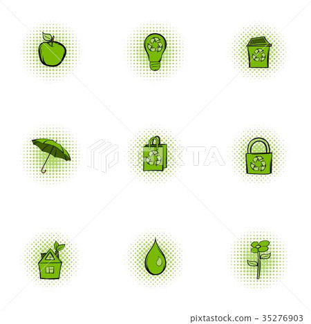Purity of nature icons set, pop-art style 35276903