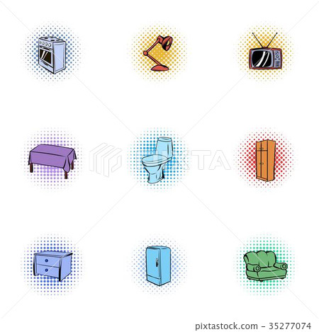 Furniture icons set, pop-art style 35277074