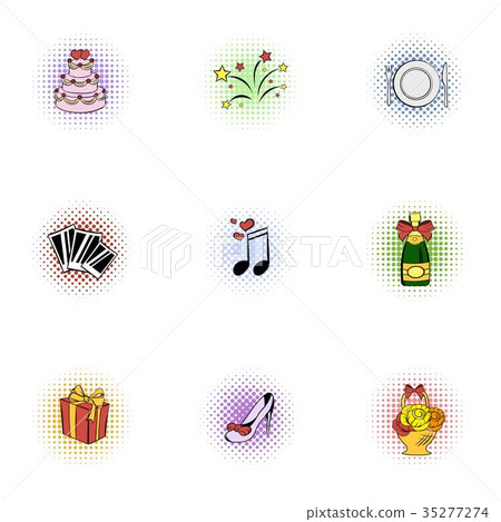 Marriage ceremony icons set, pop-art style Marriage ceremony icons set, pop-art style 35277274