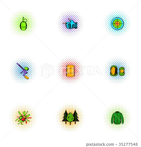 Paintball icons set, pop-art style 35277548