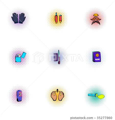 Investigation icons set, pop-art style Investigation icons set, pop-art style 35277860