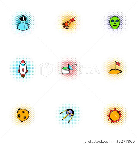 Universe icons set, pop-art style Universe icons set, pop-art style 35277869