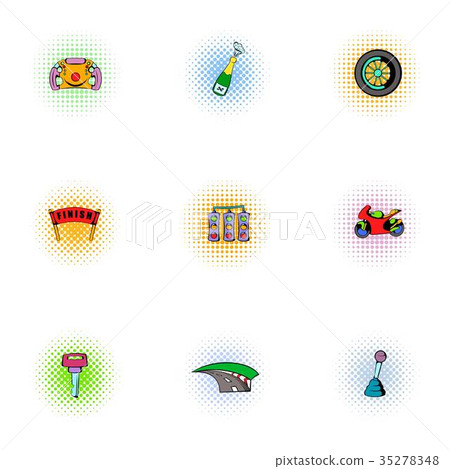 Association of racers icons set, pop-art style 35278348