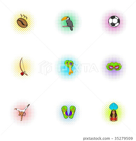 Brazil icons set, pop-art style Brazil icons set, pop-art style 35279509