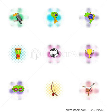 Tourism in Brazil icons set, pop-art style Tourism in Brazil icons set, pop-art style 35279566