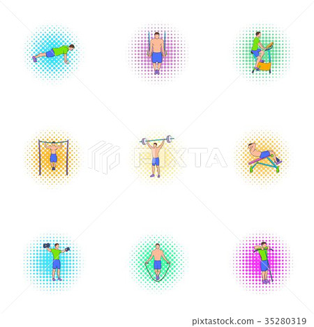 Active sports icons set, pop-art style Active sports icons set, pop-art style 35280319
