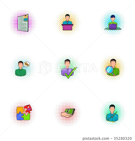Businessman icons set, pop-art style Businessman icons set, pop-art style 35280320