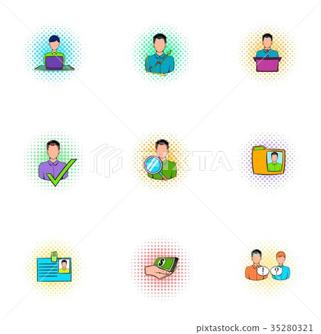 Manager icons set, pop-art style Manager icons set, pop-art style 35280321