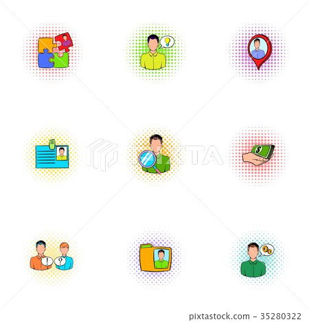 Business icons set, pop-art style Business icons set, pop-art style 35280322