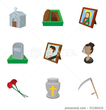 Death icons set, cartoon style Death icons set, cartoon style 35280432