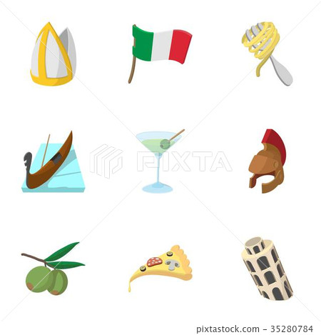 Venice icons set, cartoon style 35280784