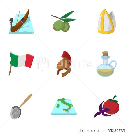 Italy icons set, cartoon style Italy icons set, cartoon style 35280785