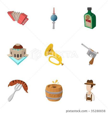 Tourism in Germany icons set, cartoon style Tourism in Germany icons set, cartoon style 35280838