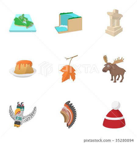 Tourism in Canada icons set, cartoon style 35280894