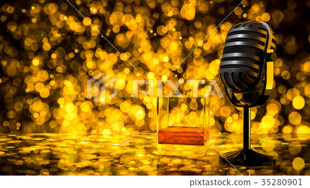 microphone and brandy glass microphone and brandy glass 35280901