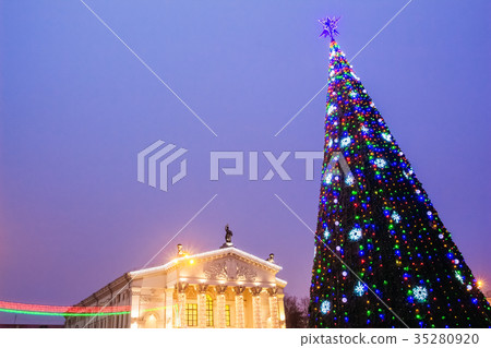 New Year's tree in the background of the theater New Year's tree in the background of the theater 35280920