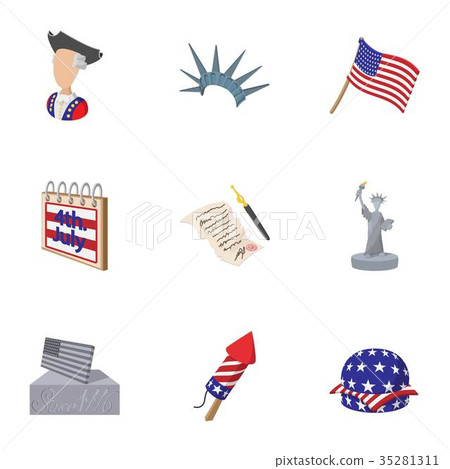 Independence day of USA icons set, cartoon style 35281311