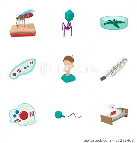 Malaria icons set, cartoon style 35281468