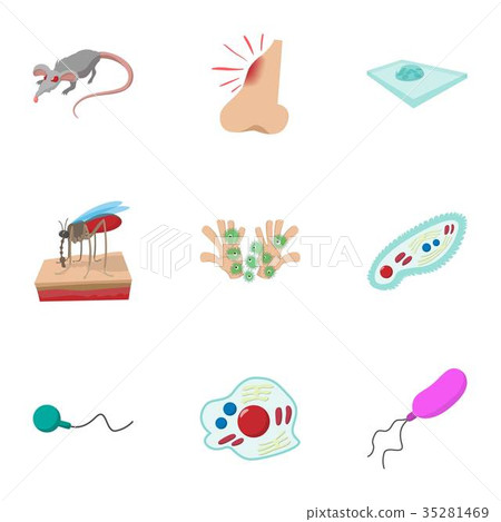 Disease malaria icons set, cartoon style 35281469