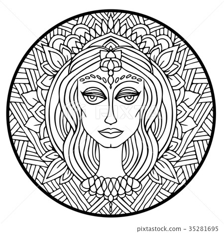 Abstract mandala ornament. Asian pattern. Black 35281695