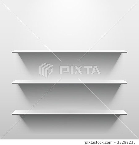 Three shelves with shadow in empty white room 35282233