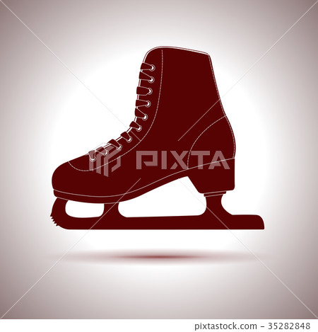 Ice skate. Brown icon 35282848