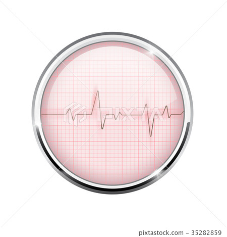 Electrocardiogram sign. Pink round 3d icon with Electrocardiogram sign. Pink round 3d icon with 35282859