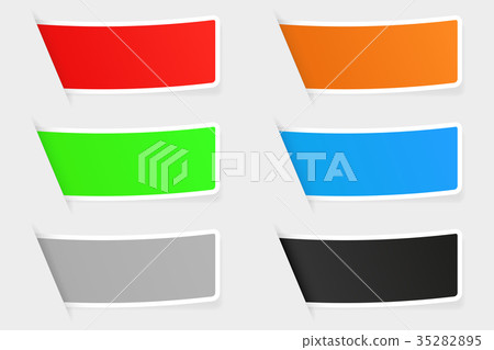 Colored collection of paper labels. Matted 35282895