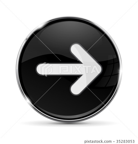 Black round button with white right arrow. With Black round button with white right arrow. With 35283053