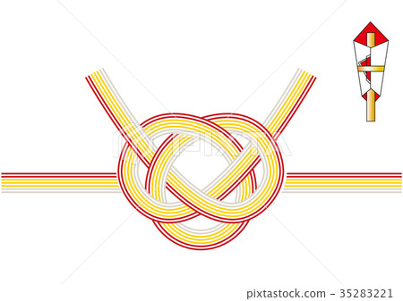 New Year's Day / materials for commemorative events | Mizuhiki Awaji knot (Awaji knot) with gold red and white eel | New Year image 35283221