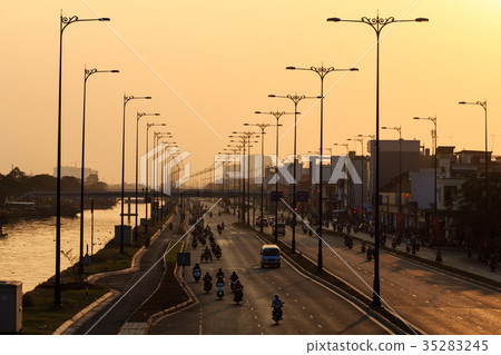 Sunset on Vo Van Kiet highway, Ho Chi Minh city 35283245