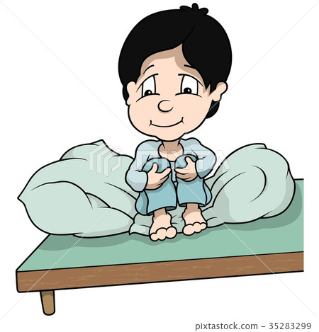 Boy Sitting in Bed Boy Sitting in Bed 35283299