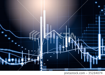 Index graph of stock market financial indicator  35284074