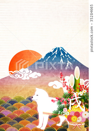 New Year's card, Mt. Fuji background 35284665