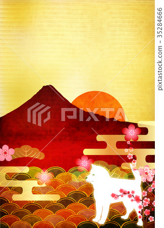New Year's card, Mt. Fuji background 35284666