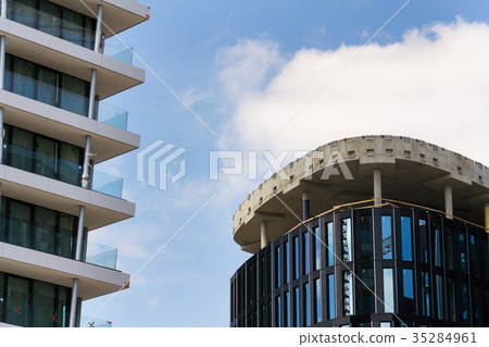 Skyscraper construction site clear sky copy space  35284961