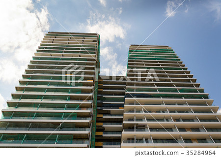 Skyscraper construction site clear sky copy space  35284964