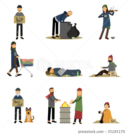 Homeless people and vagabonds begging money Homeless people and vagabonds begging money 35285170